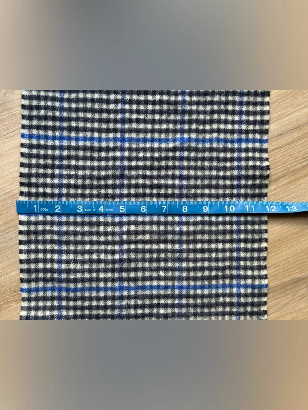 Johnstons of Elgin Cashmere Wool Scarf Made in Scotland - Blue Check